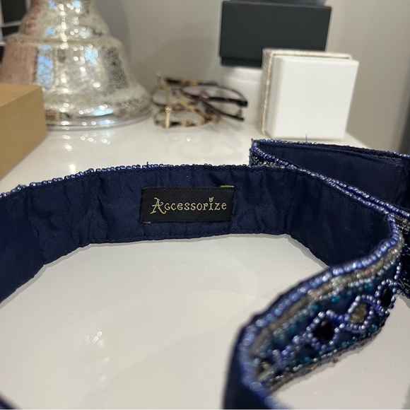 Vintage navy blue beaded belt - Picture 2 of 8